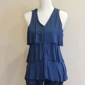 Tiered Ruffles Peacock/Teal Colored Tank